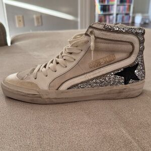 Golden Goose Silver Glitter Star Sneakers